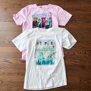 Backstreet Boys Millennium White and Pink T Shirt Bundle Sphere Concert - Small